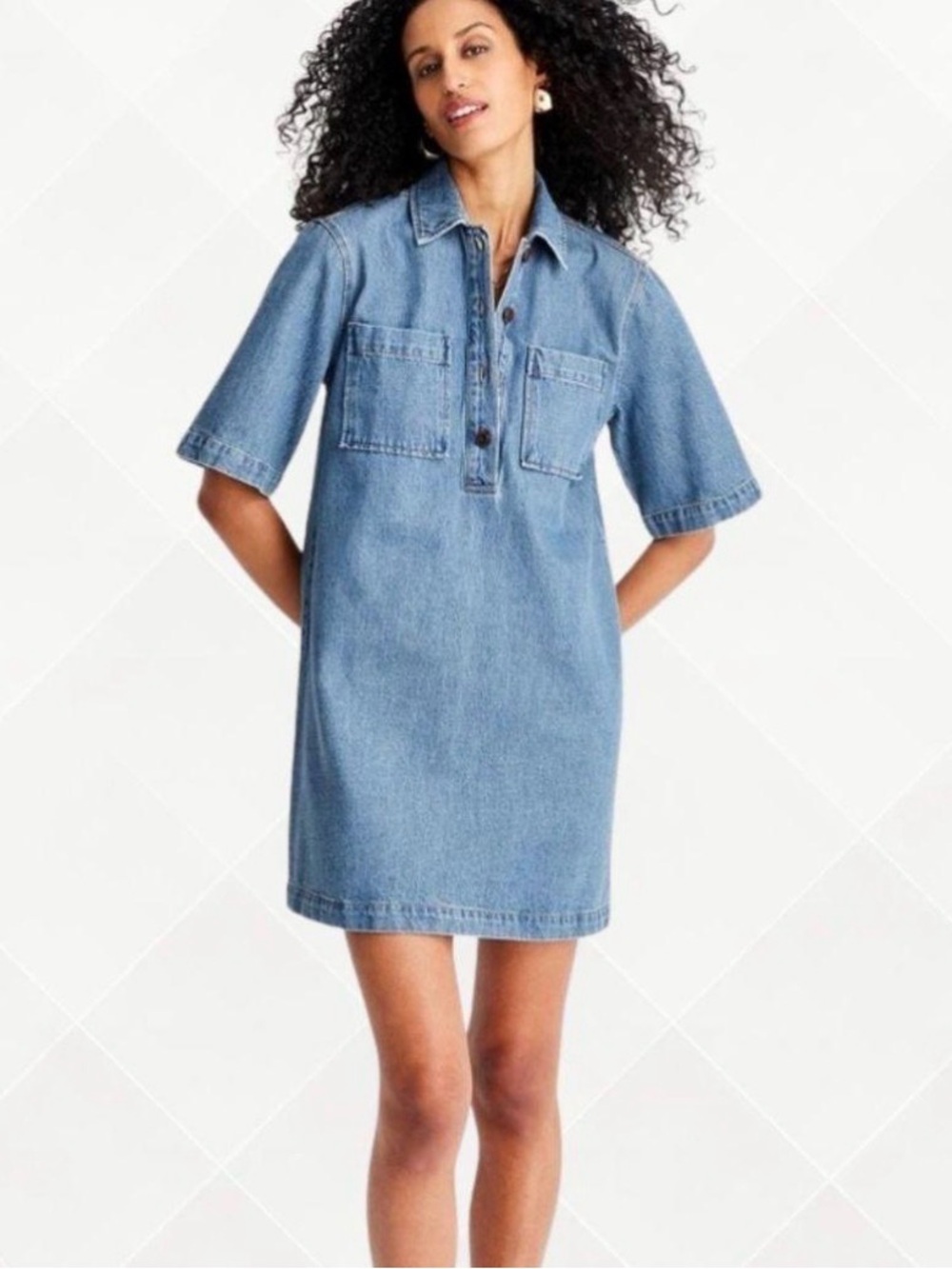 Future Collective Denim Shirt Short Sleeve Dress Size-Small Classic Americana